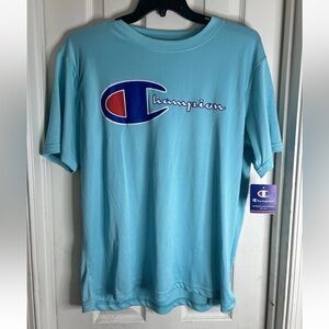 Champion Short Sleeve T-shirt, LIGHT BLUE ATHLETIC WEAR- size XL